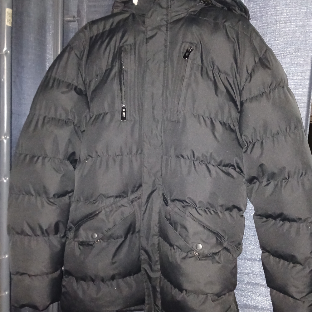 Men's Black Puffer Jacket with Hood